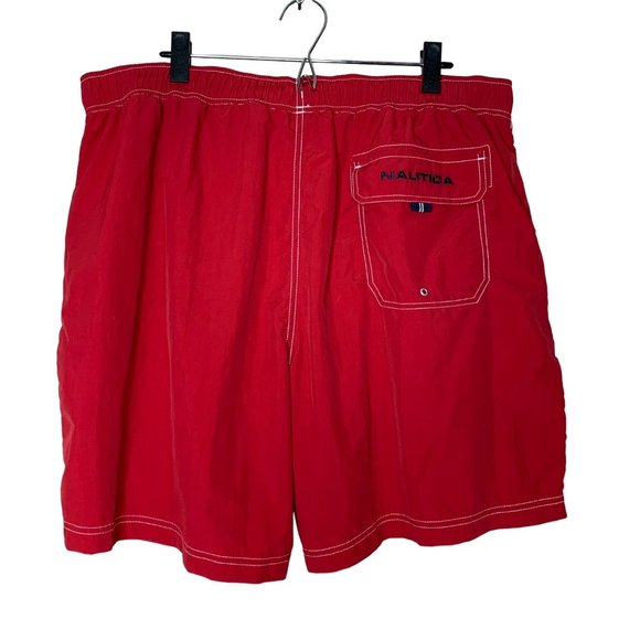 Nautica Swim Trunks Shorts Mesh Lined Elastic Tie Waistband Pockets Red Blue XL - Picture 5 of 7